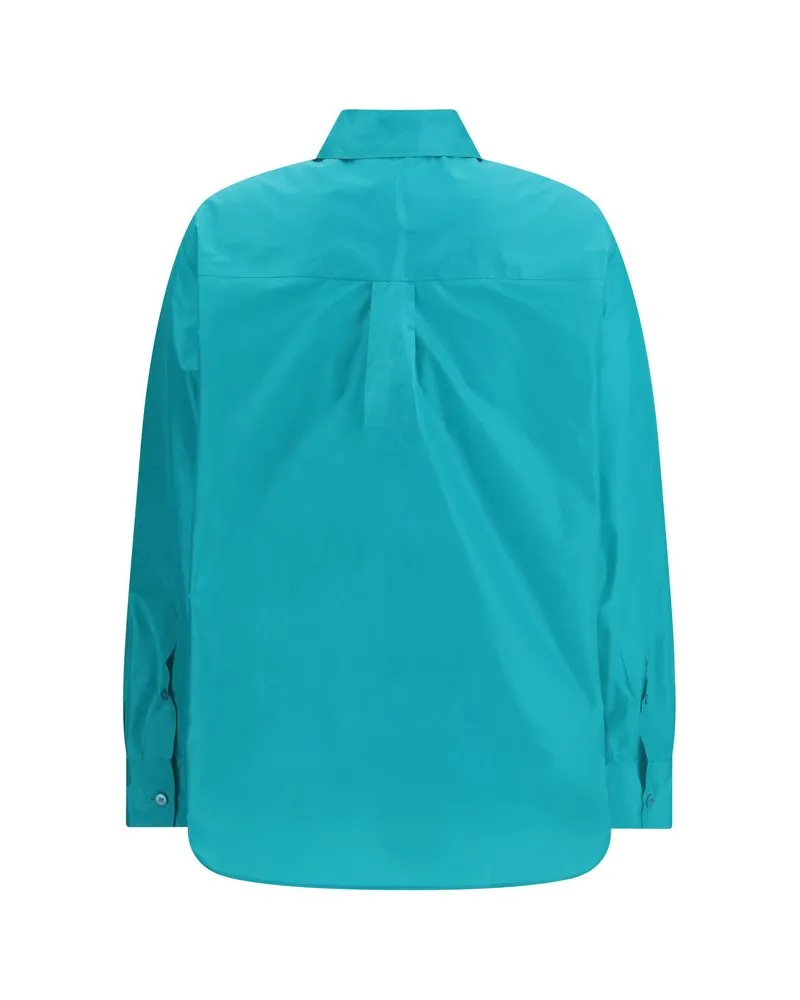 Fendi Women Blue Silk Dress Shirt Blue