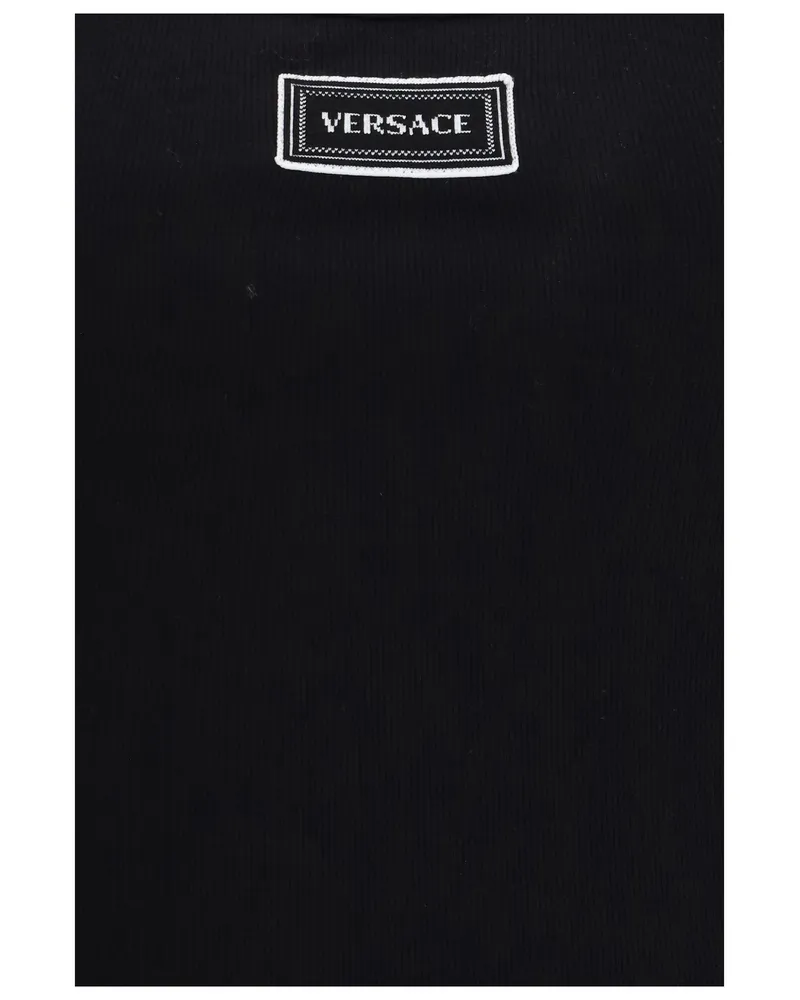 Versace Women's Tank Top Cotton Rib Black Black