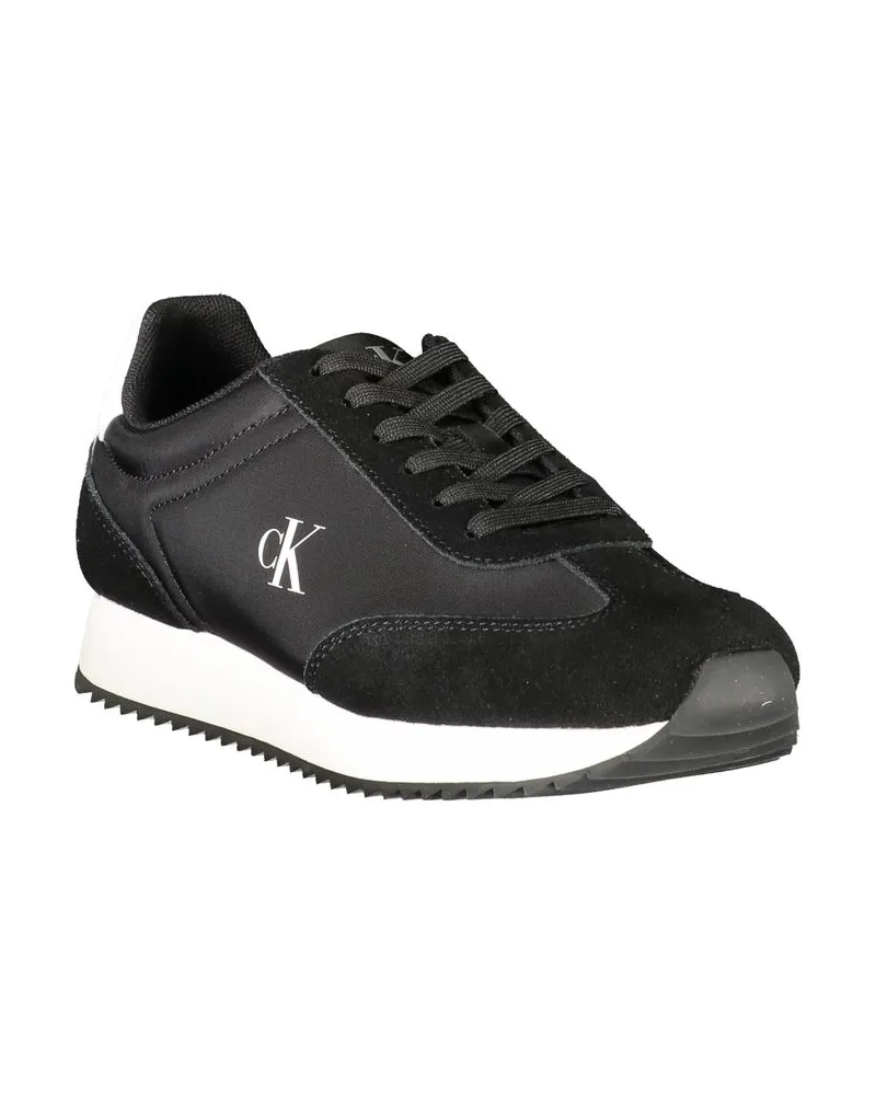 Calvin Klein Mixed-Material Lace-Up Sneaker — Black Black
