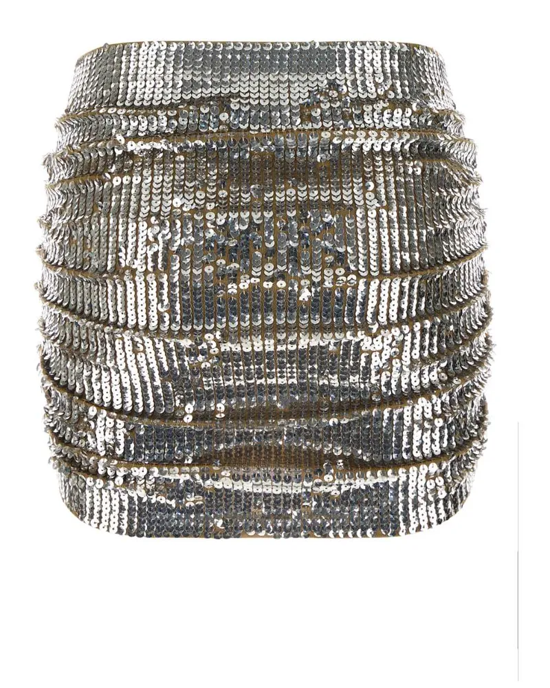 Dsquared2 Women Over Mini Skirt Silver Wool Polyester Silver