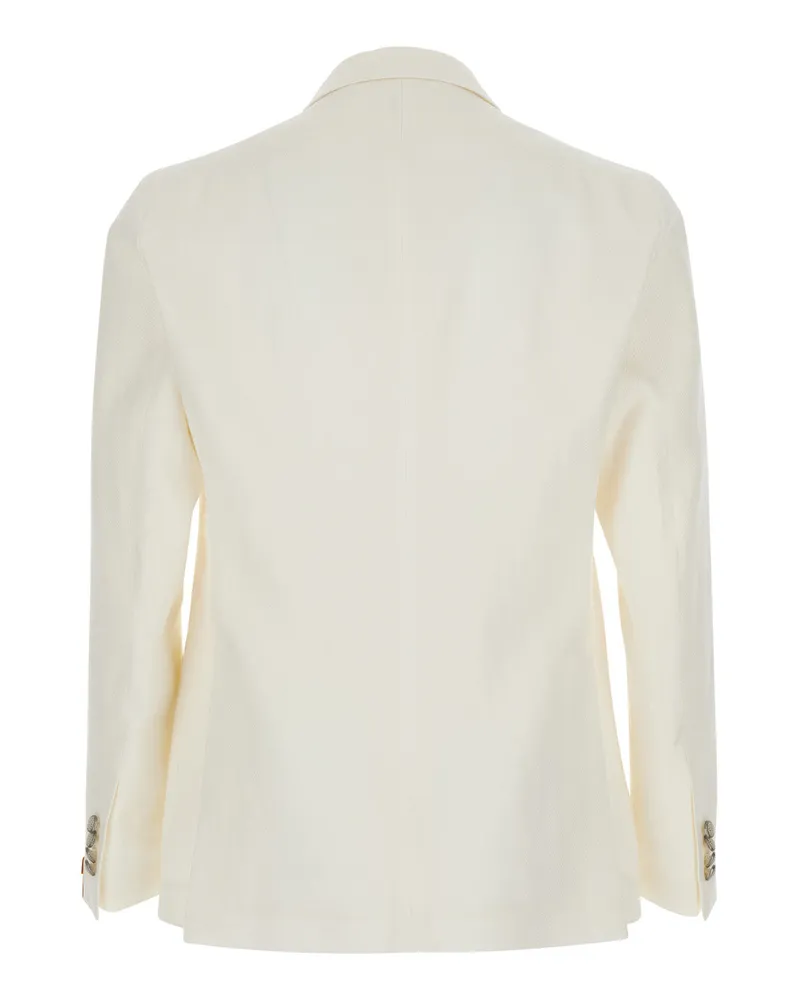 Tagliatore Men's Jacket Montecarlo Double-Breasted White Linen Blazers White