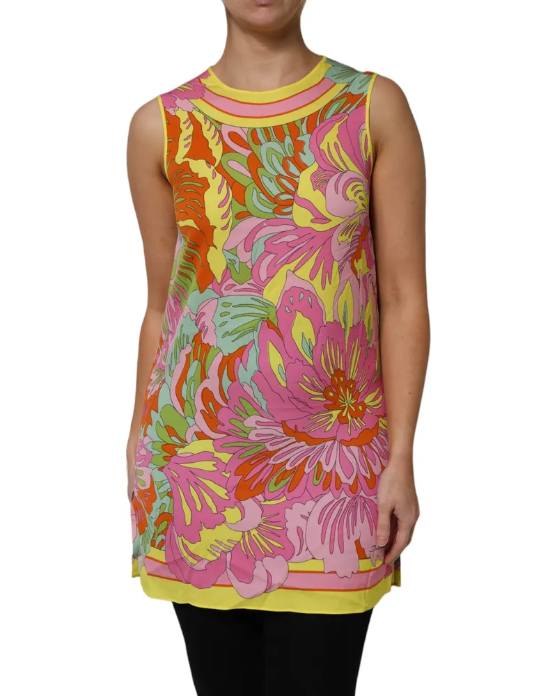 Dolce & Gabbana Women's Multicolor Floral Roundneck Sleeveless Top Silk Elastane Multicolor