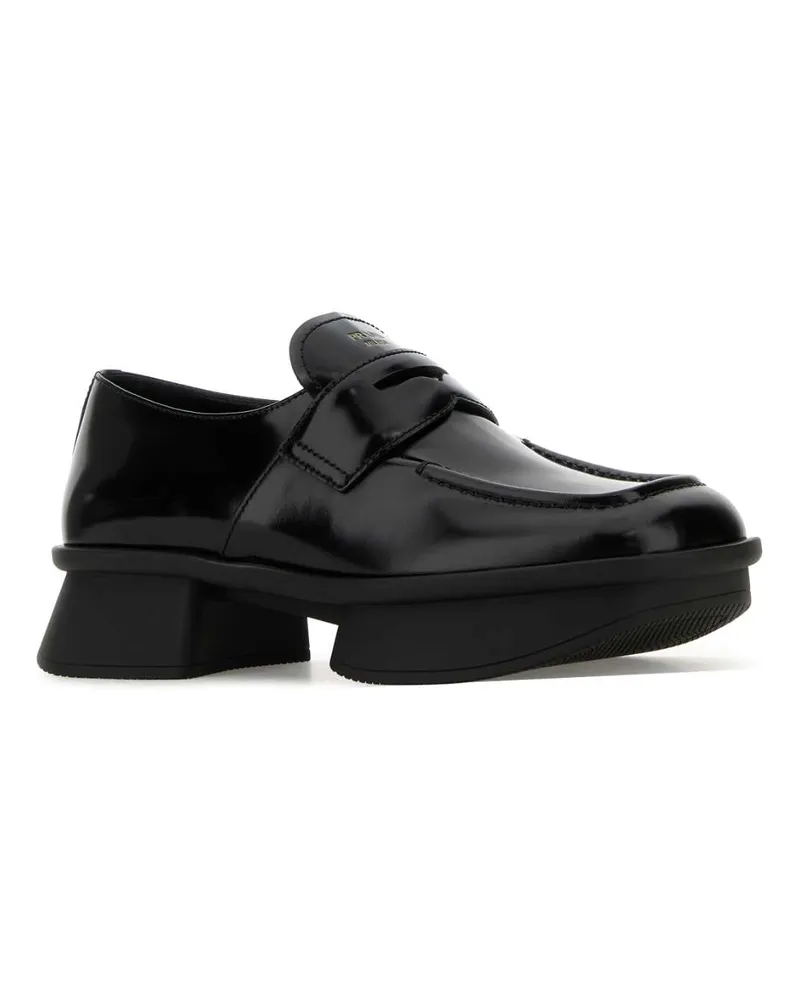 Prada Women's Black Leather Equal Loafers Nero Vitello Mocassini Black