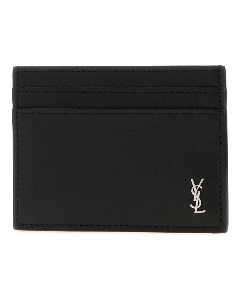 Saint Laurent Men's Black Leather Tiny Card Holder Nero Portafogli Wallet Black