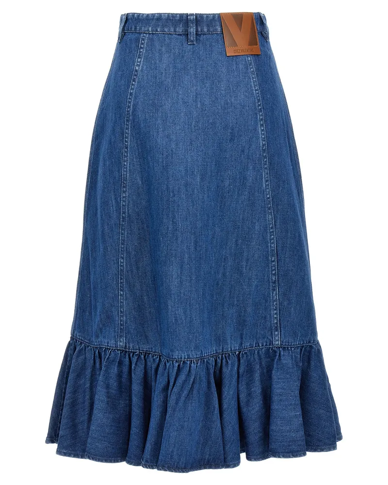 Valentino Garavani Women's Blue Cotton Midi Skirt Blue
