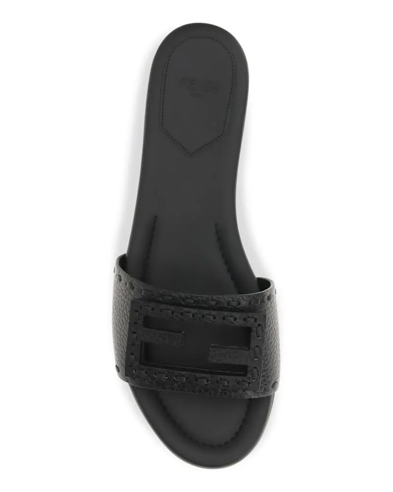 Fendi Women's Sandals Baguette Calfskin Black Calf Leather Black