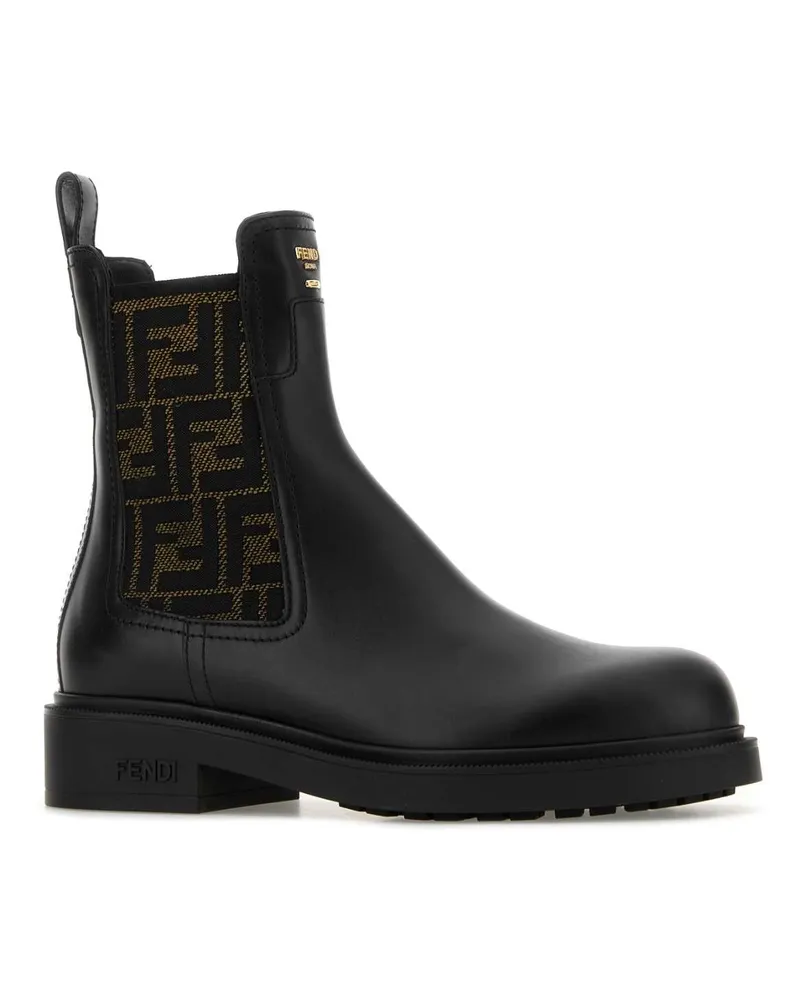 Fendi Women's Black Leather  Filo Ankle Boots Nero+black Avana Stivali Black