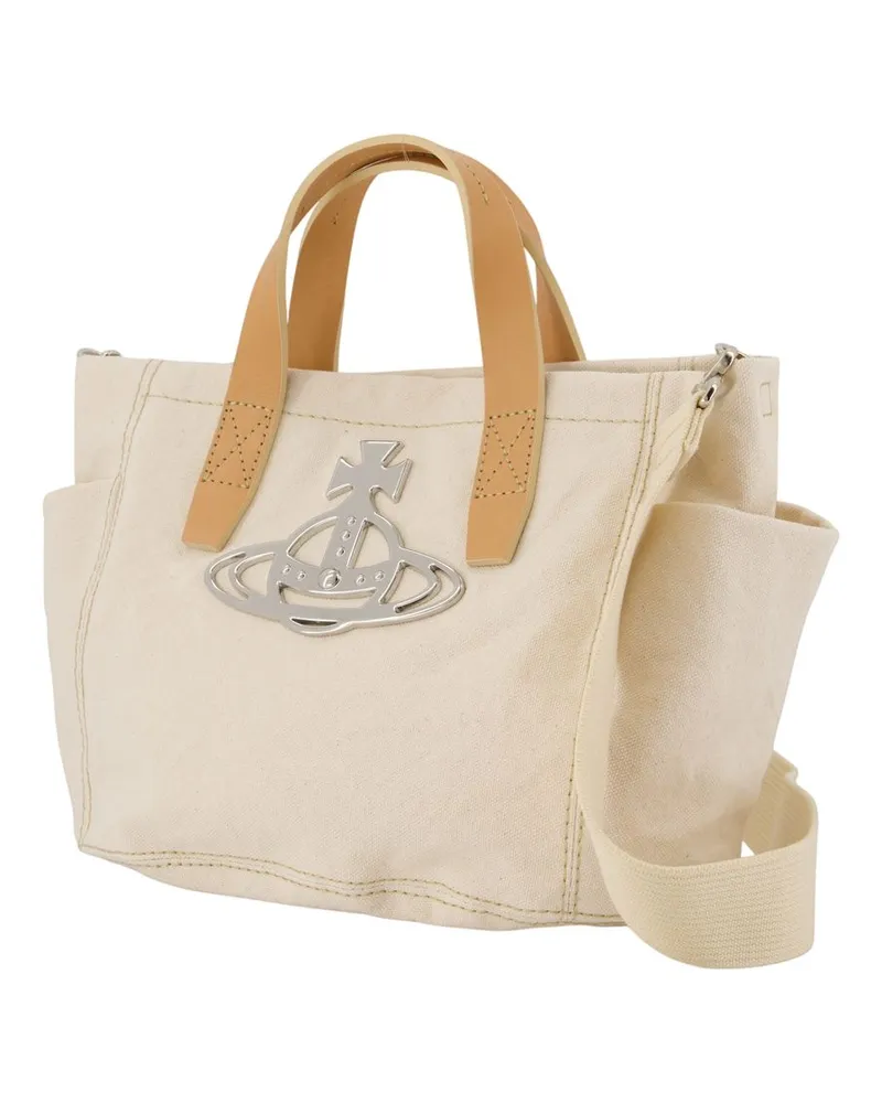 Vivienne Westwood Women's Henry Small Shopper Bag -  Cotton Beige Totes-Shopping-Bags Beige