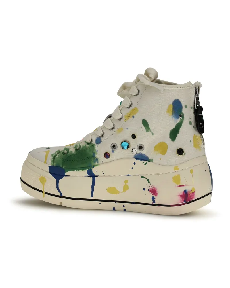 R13 Women's High Top Sneakers Off White Paint-Splatter Paint Splatter With Studs Upper: Polyurethane Trainers White