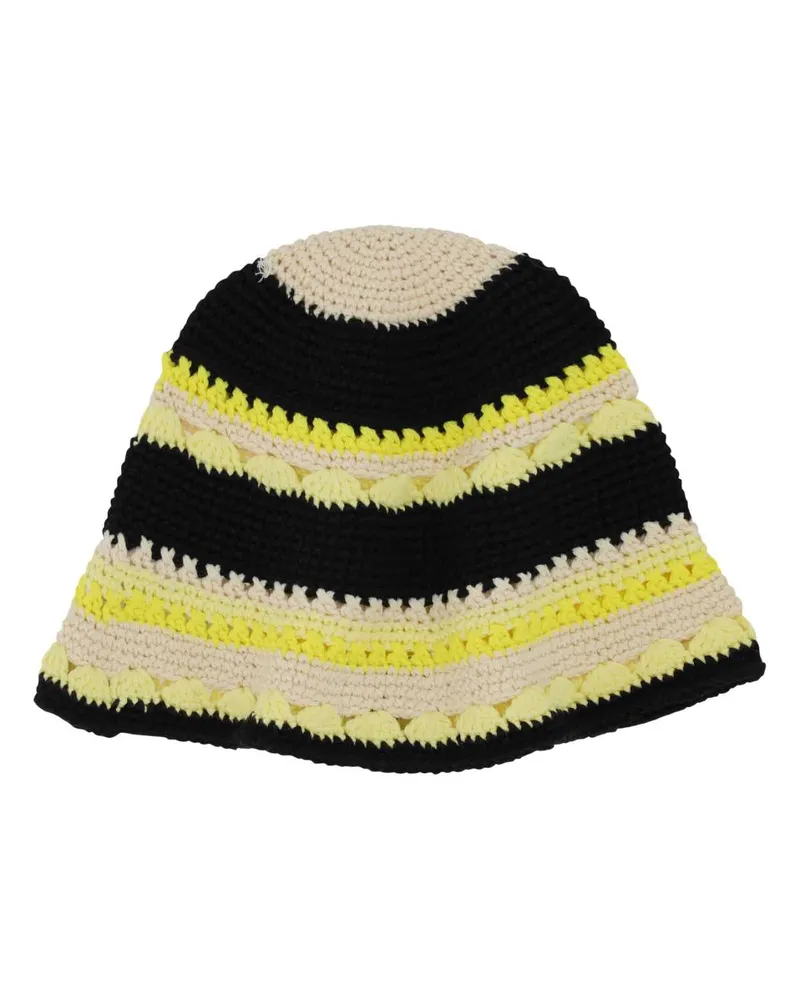 Ganni CAPPELLO Striped Crochet Beanie — Multicolor Multicolor