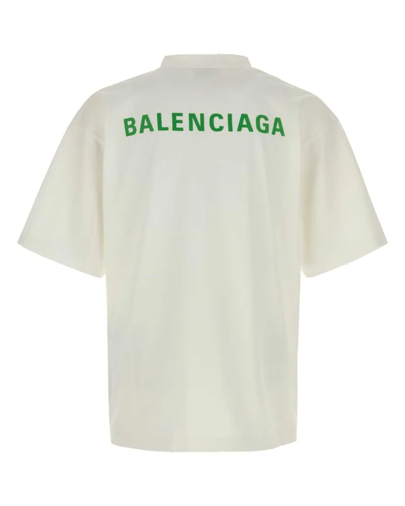 Balenciaga Logo-Embroidered Cotton T-Shirt — White White