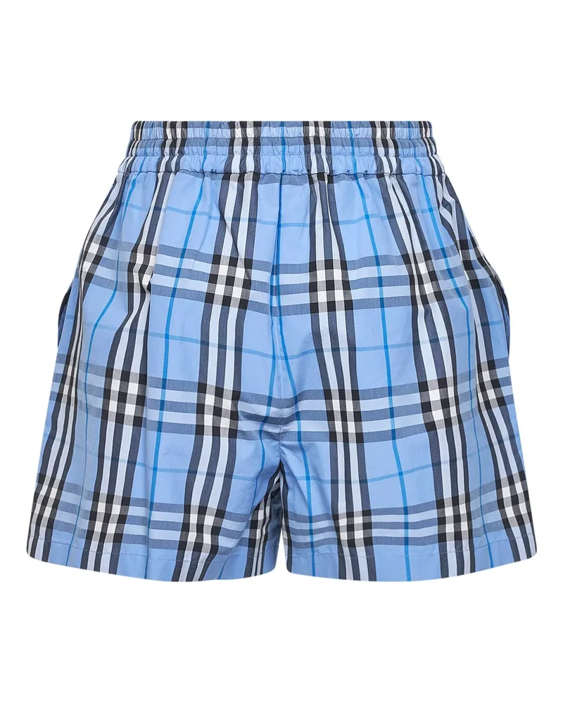Burberry Women's Shorts Light Blue Check Cotton Blue