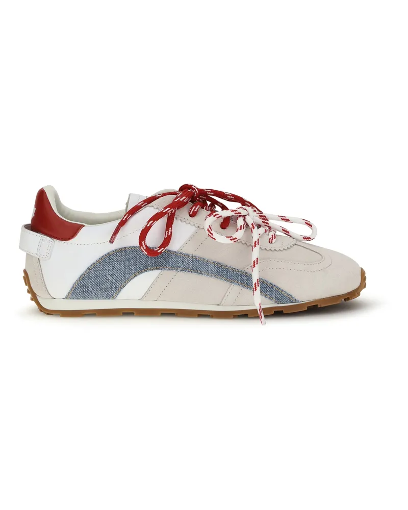 Dsquared2 Men's Sneakers Calf Leather White-Denim-Red Trainers White/denim/red White