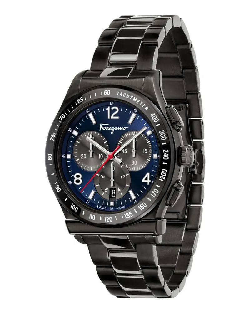 Ferragamo 42mm Chronograph Watch — Black Black