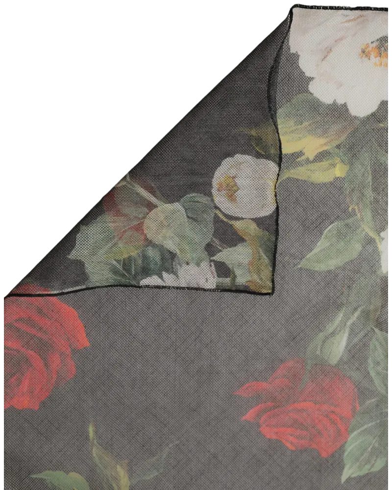 Dolce & Gabbana Floral Print Cotton Shawl Scarf — Black Black