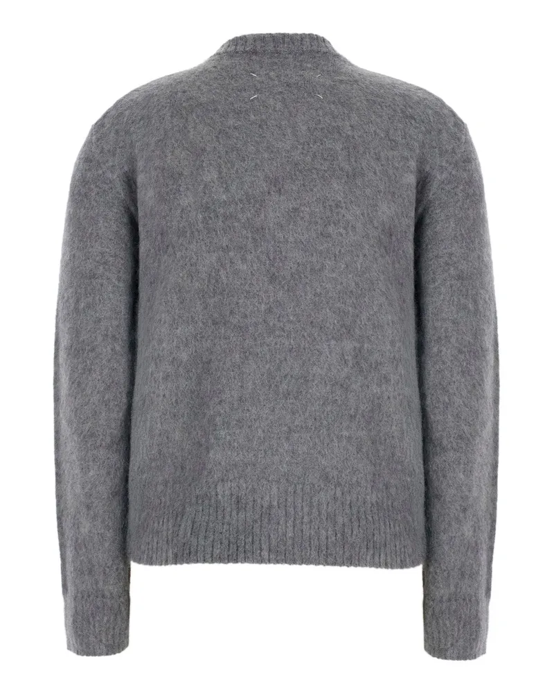 Maison Margiela Floral-Intarsia Wool-Alpaca Blend Sweater — Gray Gray