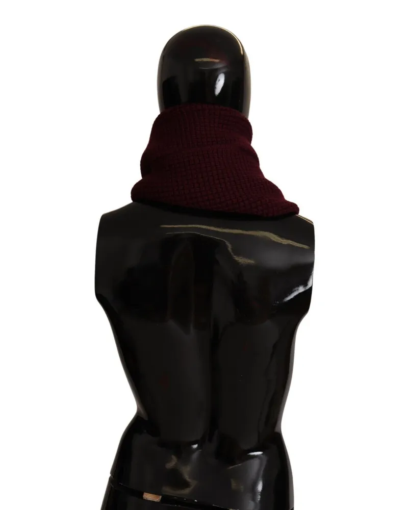 Dolce & Gabbana Women's Dark Red Cashmere Logo Wrap Shawl Knitted Scarf Red