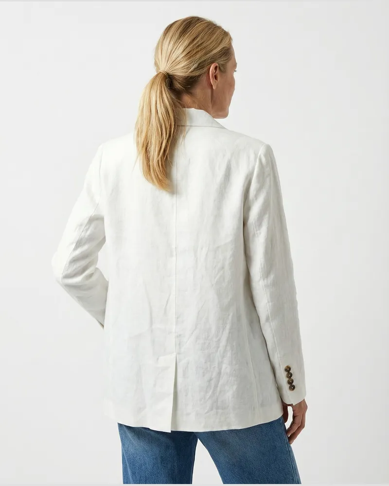 Brunello Cucinelli Double-Breasted Cotton Blazer — White White