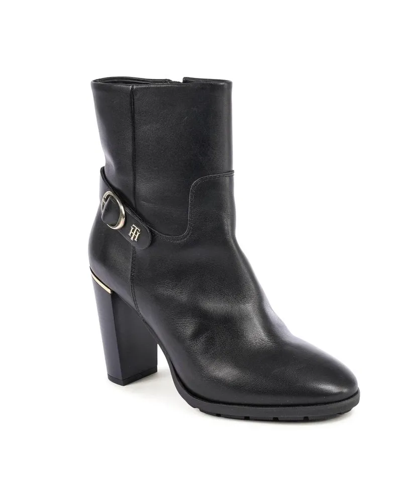 Tommy Hilfiger Leather Ankle Boot — Black Black