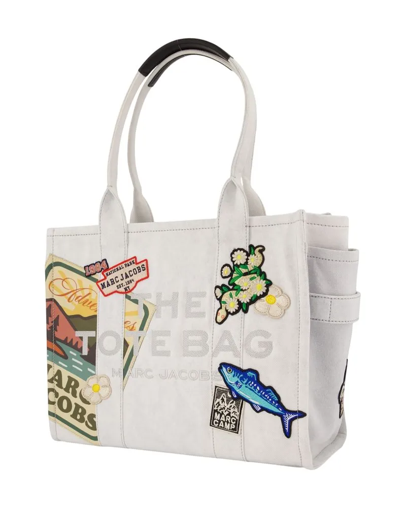 Marc Jacobs Women's The Large Tote Shoulder Bag -  Cotton Multicolor Shoulder-Hobo-Bags Beige