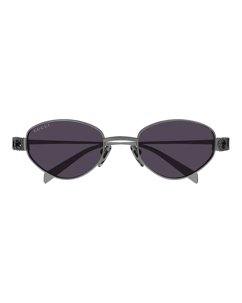 Gucci Sunglasses Cat Eye Full Rim, Ruthenium Frame And Violet Lens Gg1935s002 One Color One