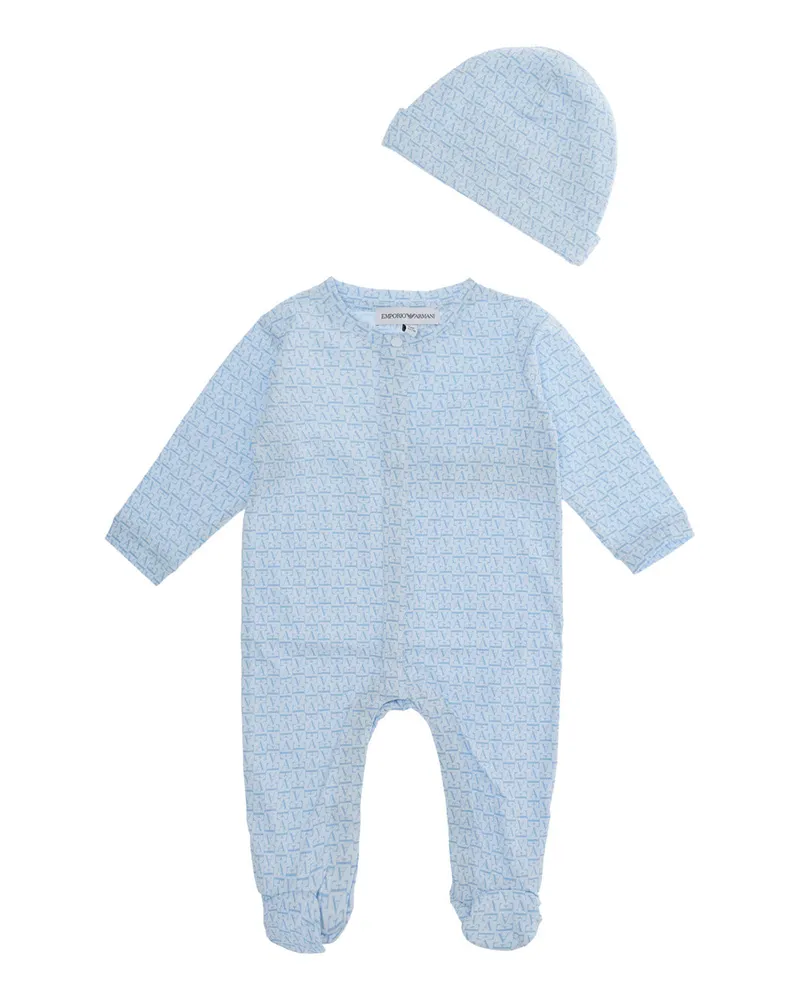 Emporio Armani Monogram Tech Fabric Bodysuit — Light Blue Light