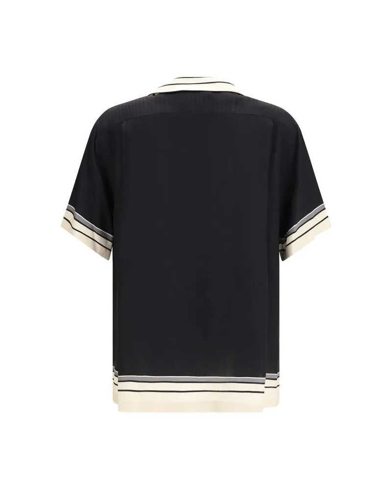 Dolce & Gabbana Men's Multicolor Silk Shortsleeve Shirt Black