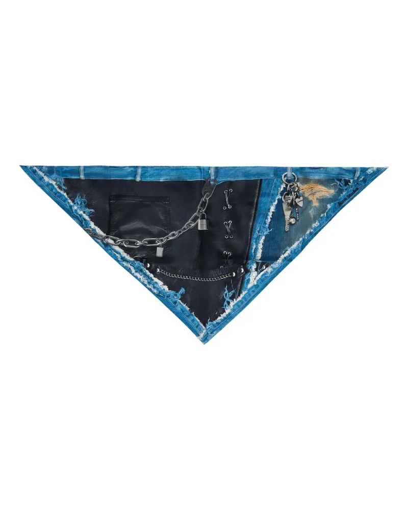 Acne Studios Unisex Scarf -  Silk Black-Blue Accessories Multicolor