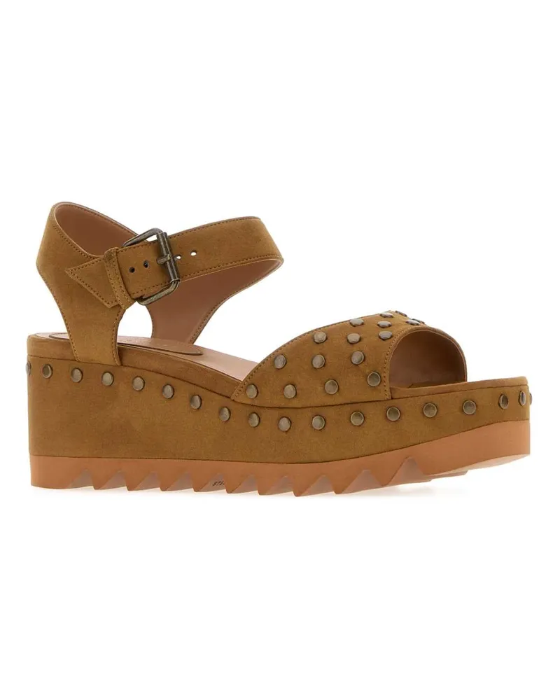Stella McCartney Women's Biscuit Alter Suede Elyse Sandals Brandy Sandali Brown