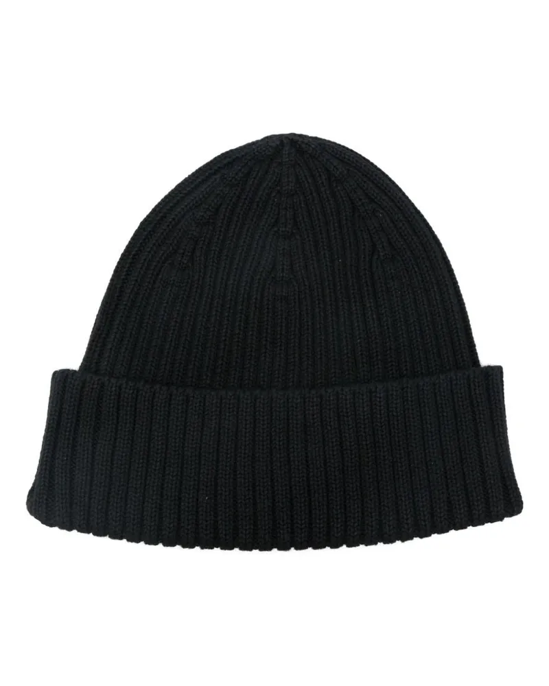Kitsuné Ribbed-Knit Beanie — Black Black