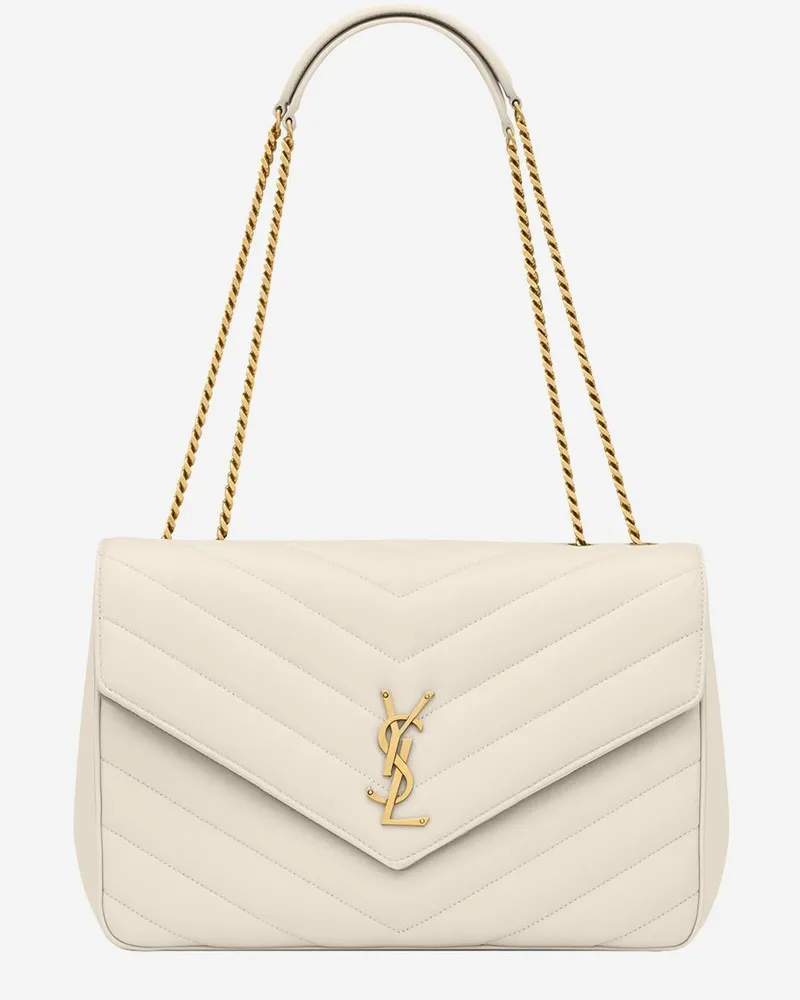 Saint Laurent Women's Quilted Lamb Leather Bag White Shoulder White