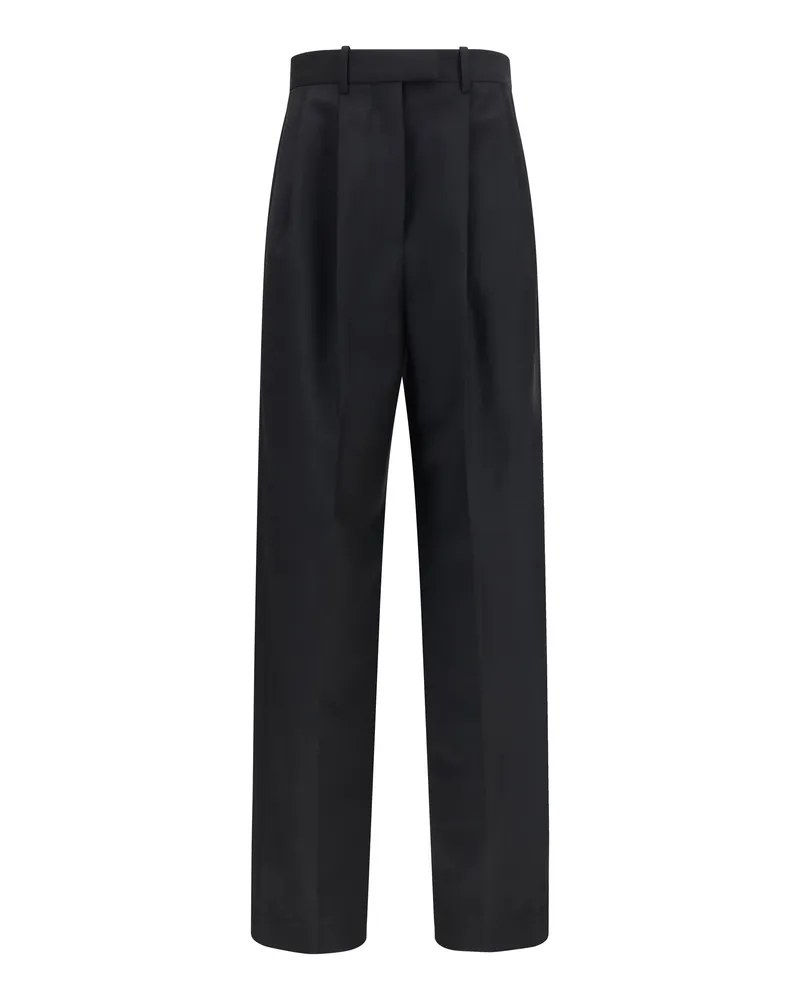 Givenchy Women's Trousers Double-Pleat Wool-Mohair Black Wool (ovis Aries Black