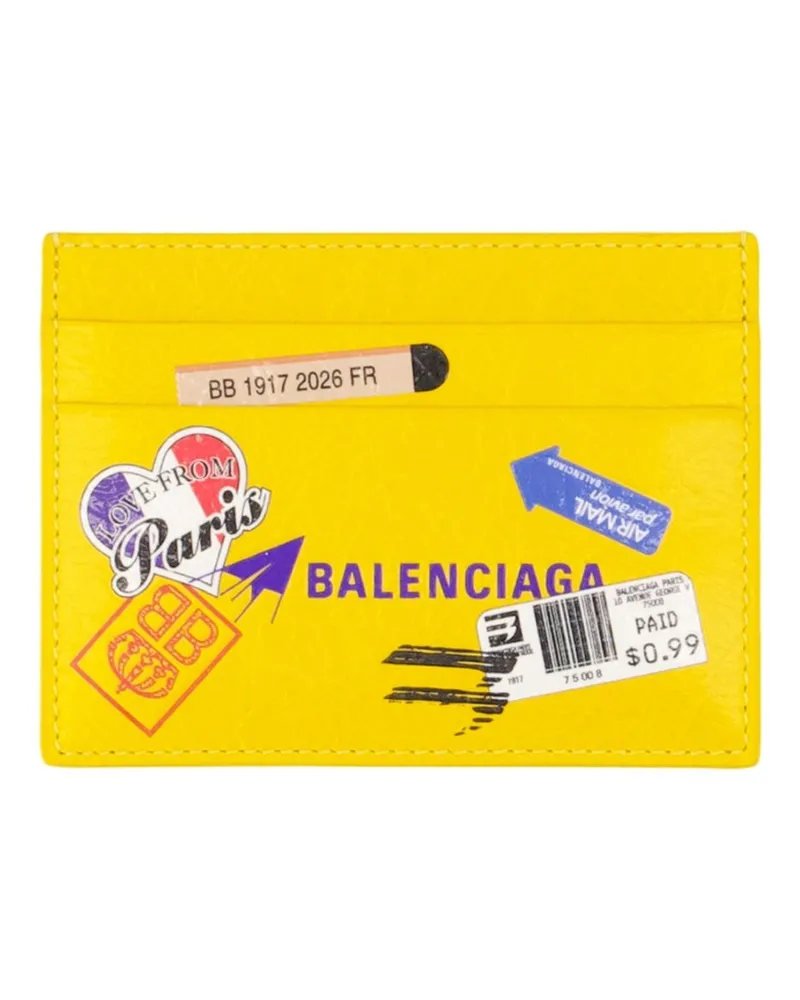 Balenciaga Unisex Cash Card Holder Leather Yellow Lambskin Accessories Card-holder Yellow