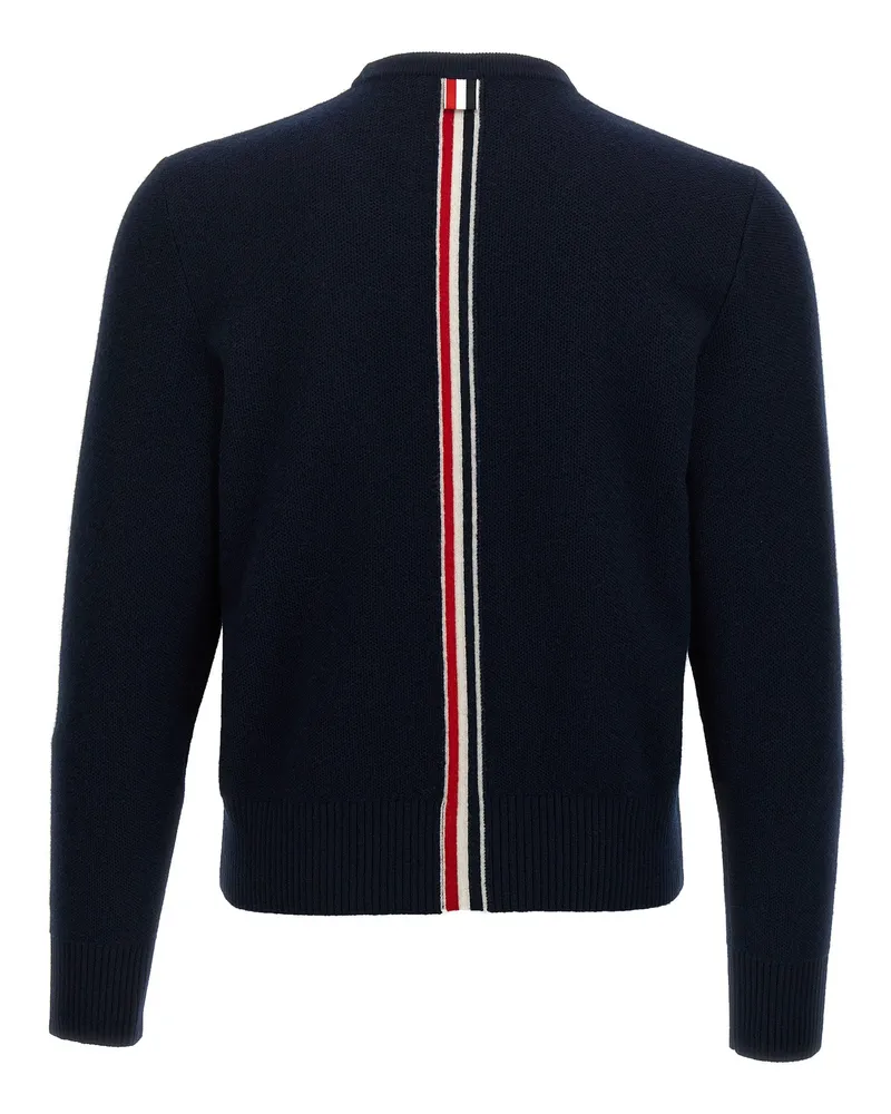 Thom Browne Men's Blue Virgin Wool Cardigan Clothing Navy