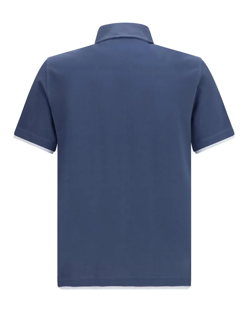 Brunello Cucinelli Short-Sleeve Cotton Polo Shirt — Navy Navy