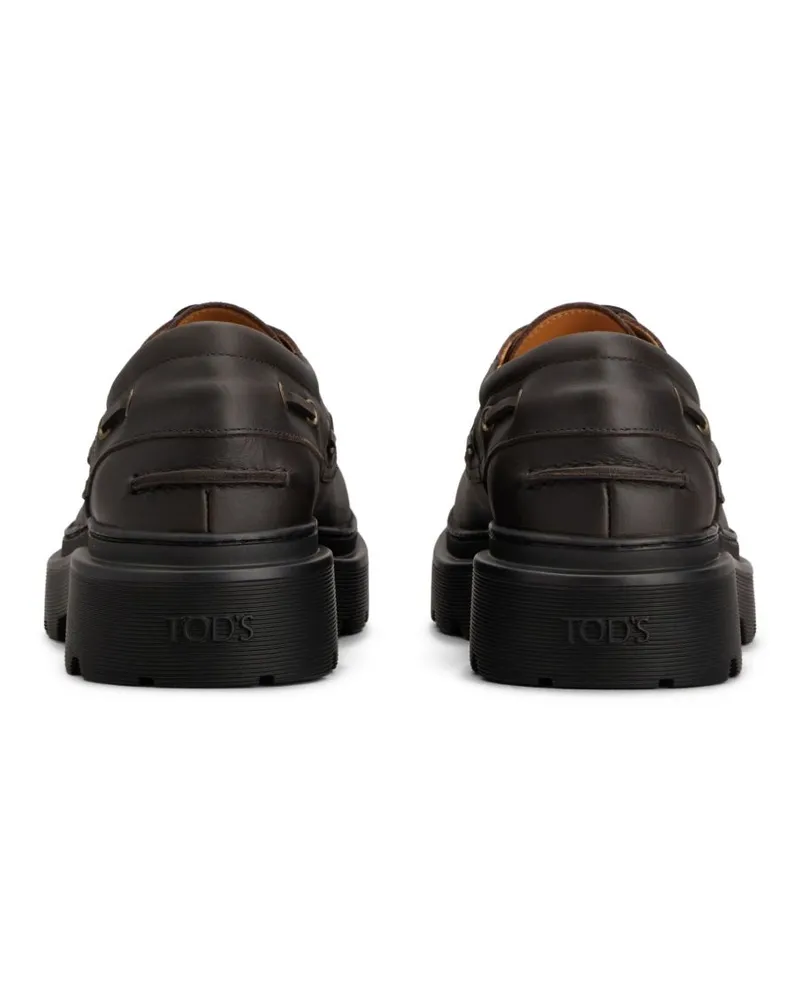 TOD'S Leather Boat Shoe Loafer — Black Black