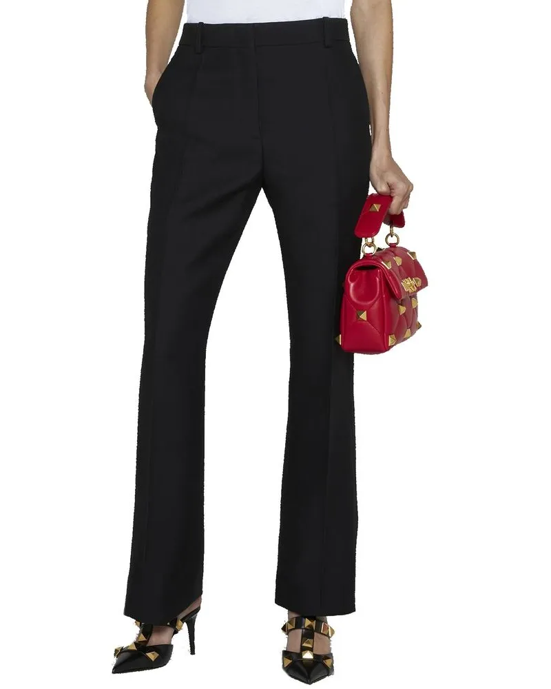 Valentino Garavani Women's Black Silk Flared Pants Black