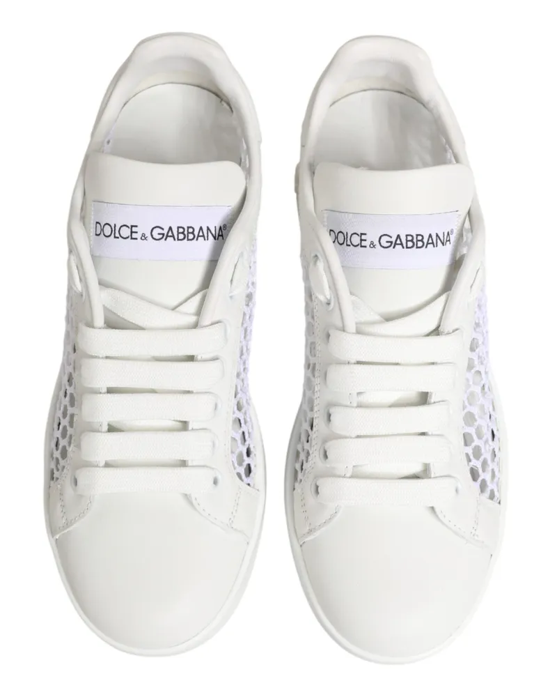Dolce & Gabbana Women's White Mesh Inserts Low Top Sneakers Shoes Ps+20lf White