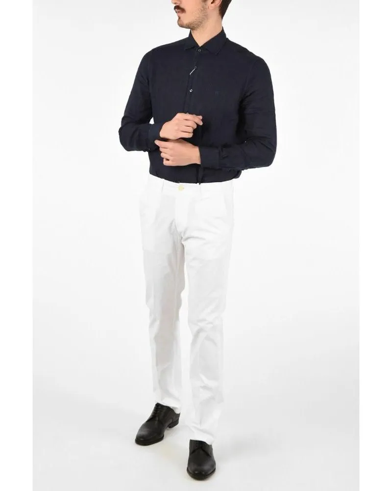 Corneliani Men White Cotton Chino Pants White