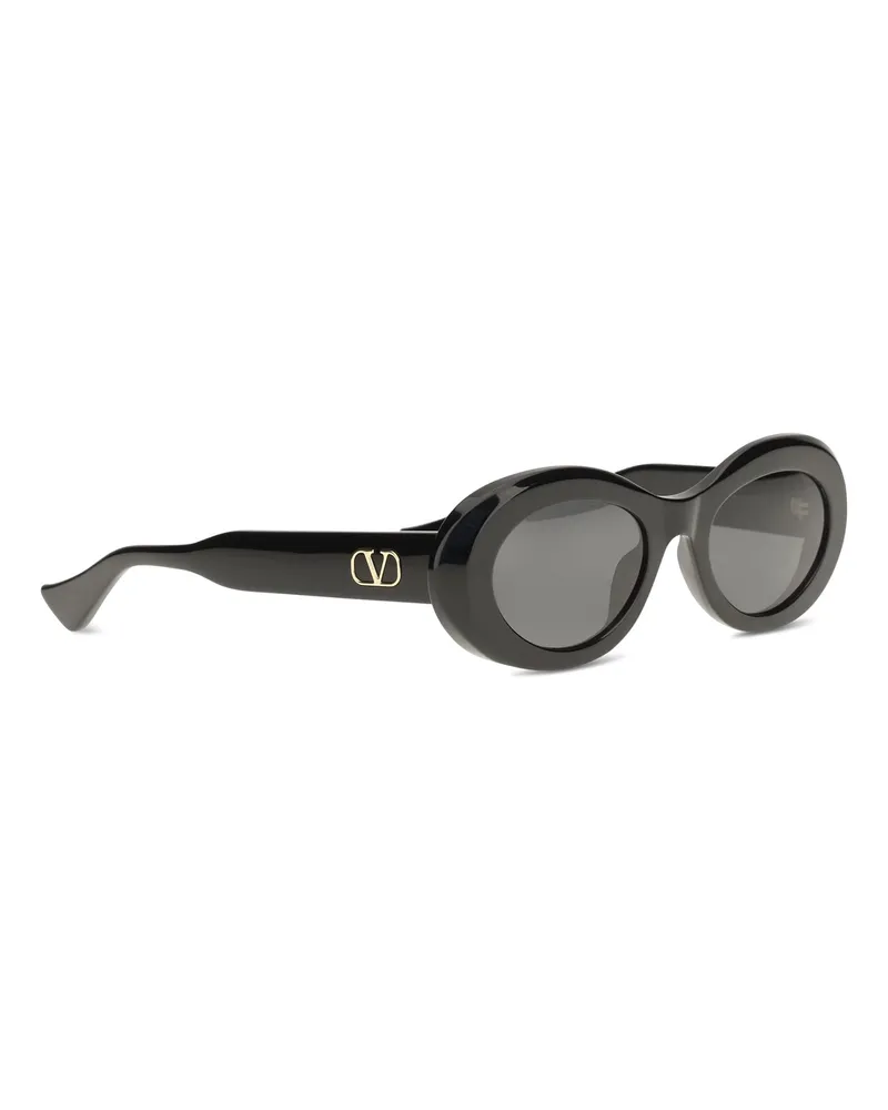 Valentino Garavani VG0057S Oval Recycled Acetate Sunglasses — Black Black
