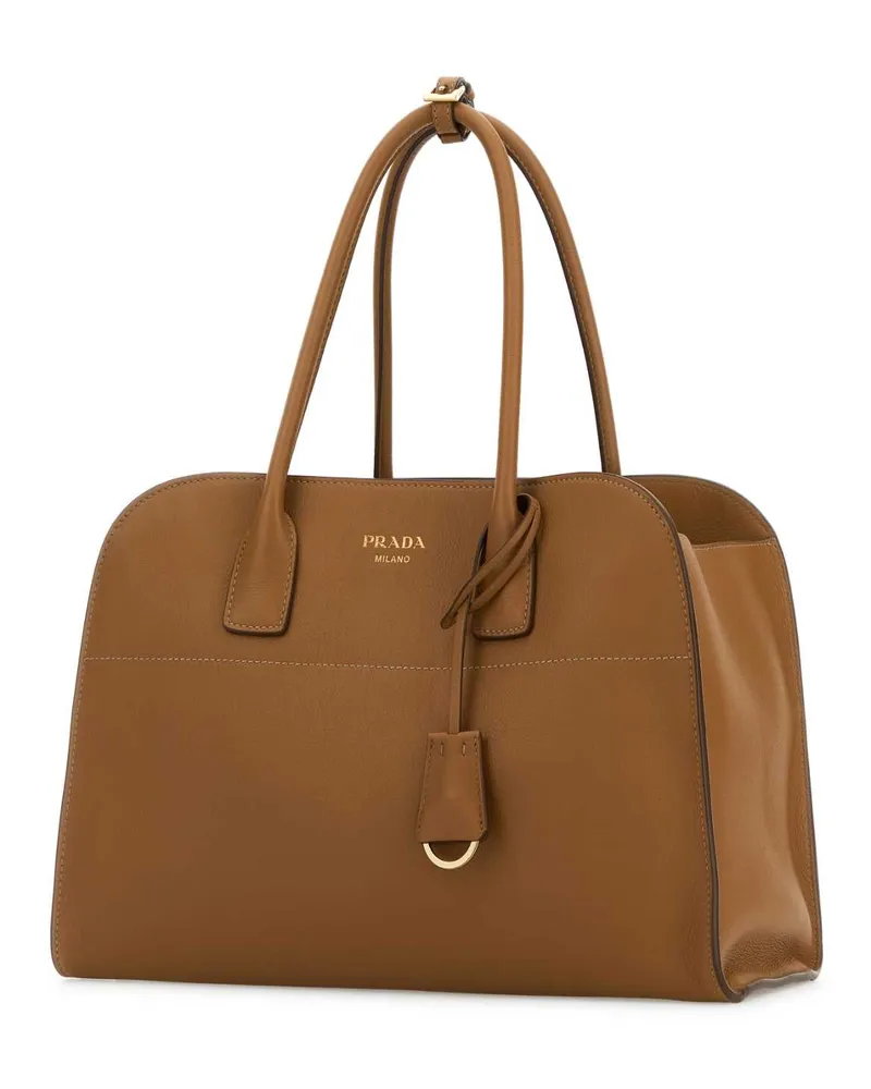 Prada Women's Camel Leather Medium Shopping Bag Caramel0 Vitello Borse A Mano Brown
