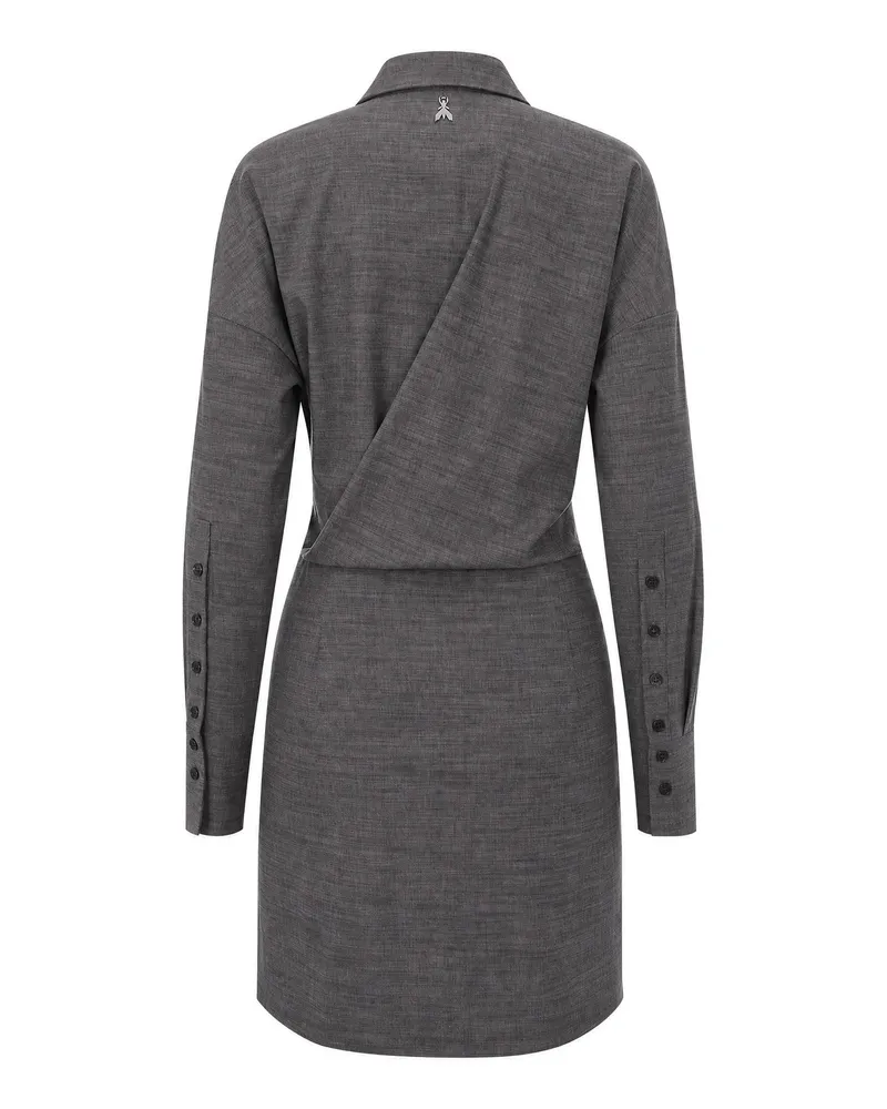 Patrizia Pepe Grey Flannel Wrap Shirt Dress — Grey Grey