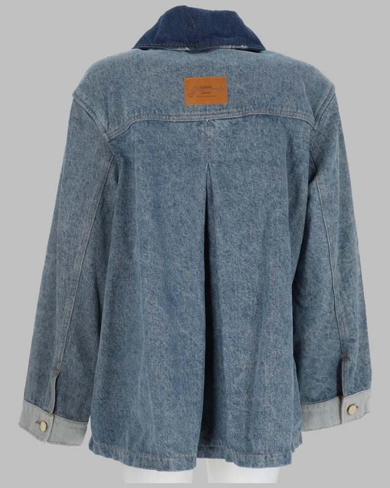Ganni Patchwork Denim Jacket — Blue Blue