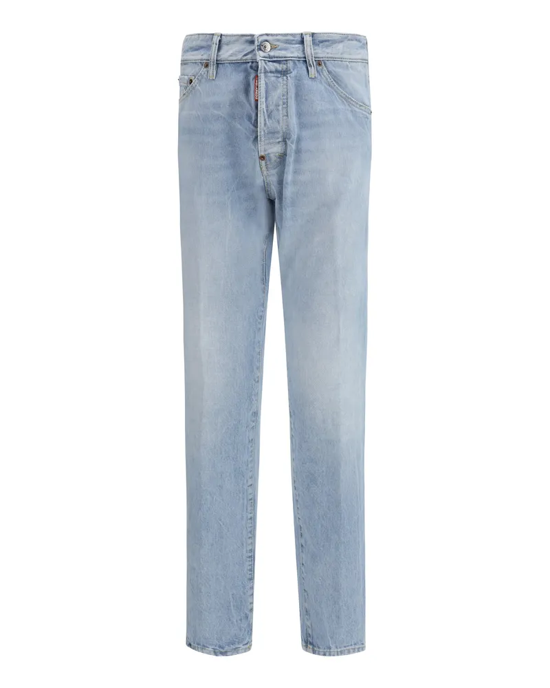 Dsquared2 Men's Ripped Jeans With Belt Loops Navy Blue Cotton Navy