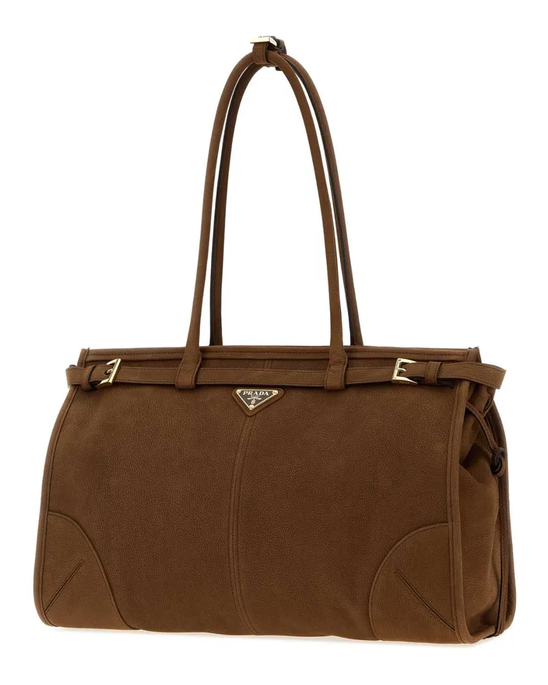 Prada Women's Brown Nabuk Large  Bonnie Shopping Bag Cacao Borse A Mano Brown
