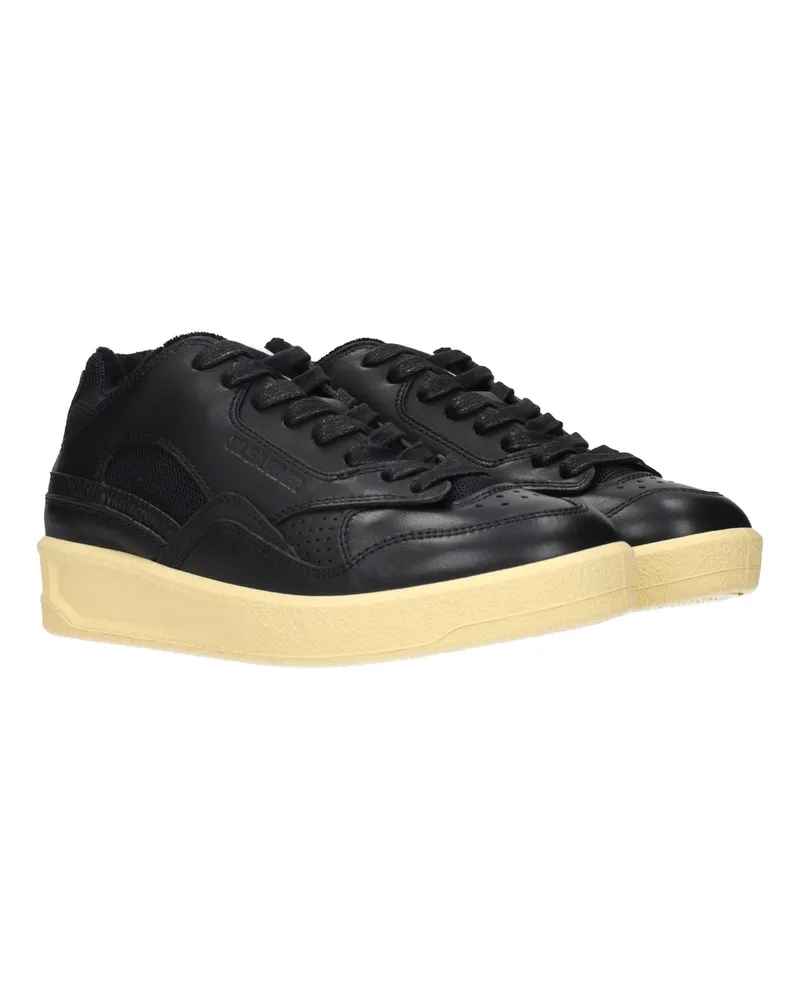 Jil Sander Leather Low Top Sneakers — Black Black
