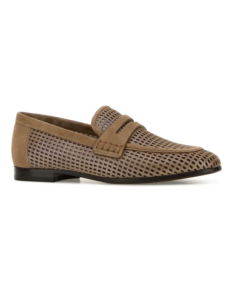 Brunello Cucinelli Women's Biscuit Leather Loafers C2767 Mocassini Beige