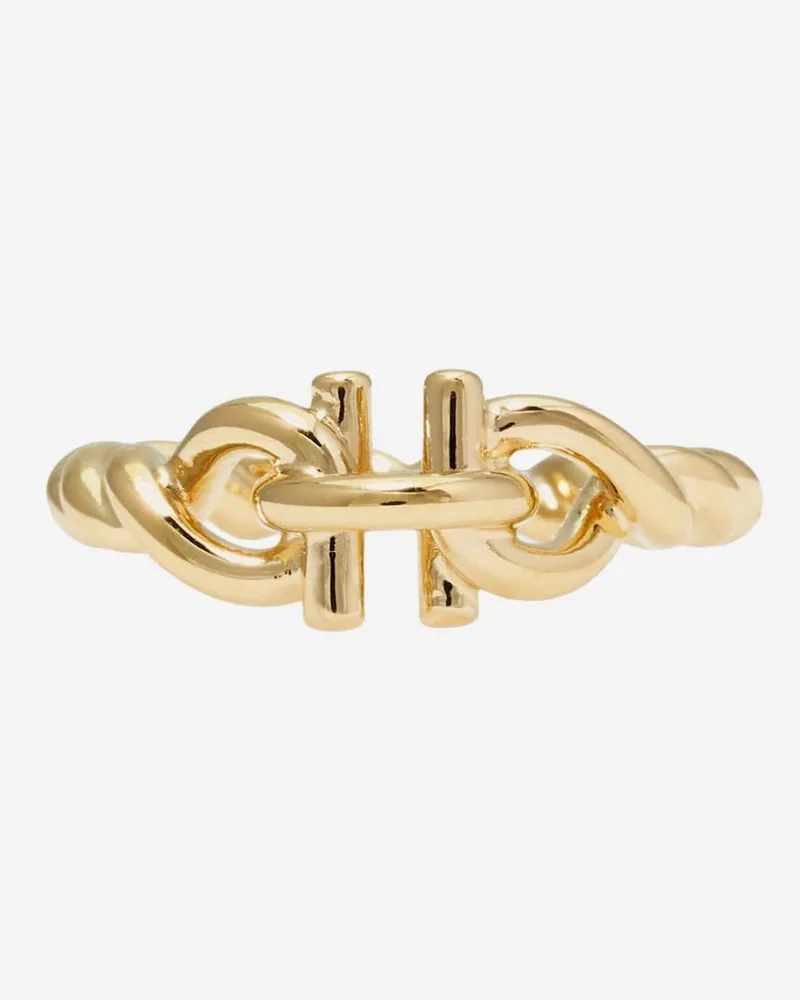 Ferragamo Women's Ring Brass Torchon Hook Gold Gold