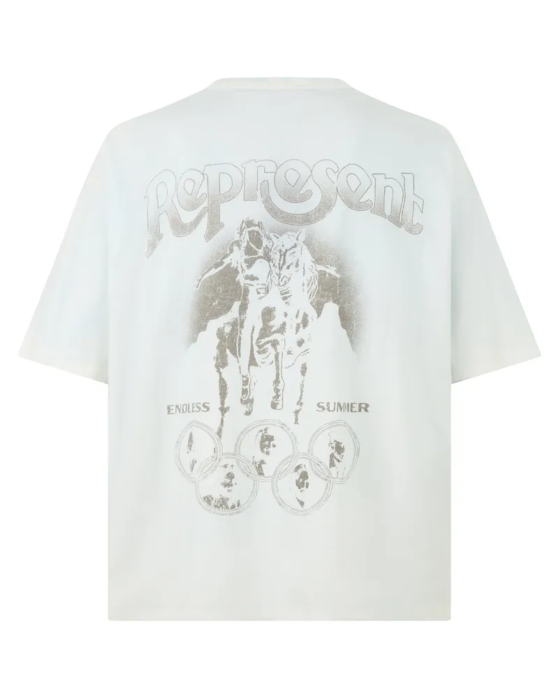 REPRESENT Men's T-Shirt Smoked Blue Cotton T-Shirts And Polos White