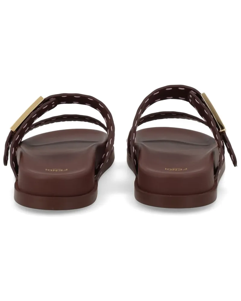 Fendi Calf Leather Flat Sandals — Brown Brown